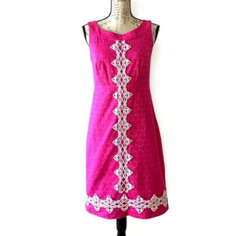 Charter Club pink dress embroidered sleeveless midi sz 6 Pre owned